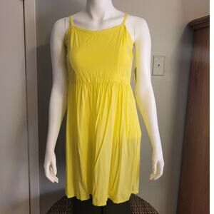 NWT Deadstock Old Navy Neon Highlighter Yellow Babydoll Sundress Sz XS Dopamine
